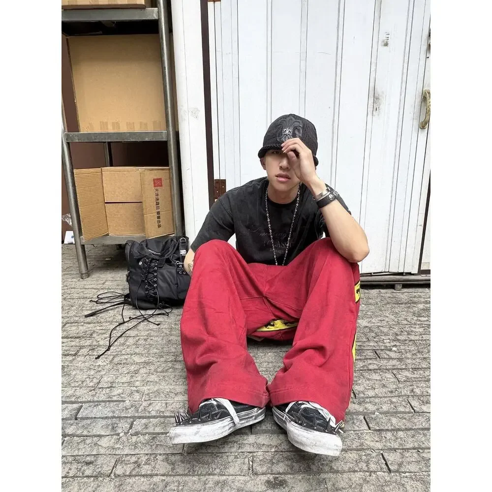 Double Waisted Baggy Sag Sweats Red Blue Yellow Ferrari Graphic Sweatpants